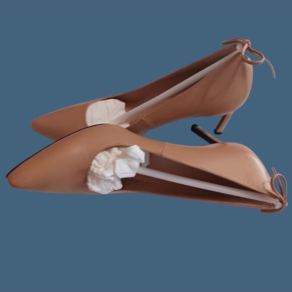 Stuart Weitzman Peekamids Bambina Nappa Leather Pointed Toe Heels M6.5 Nude - Picture 9 of 10